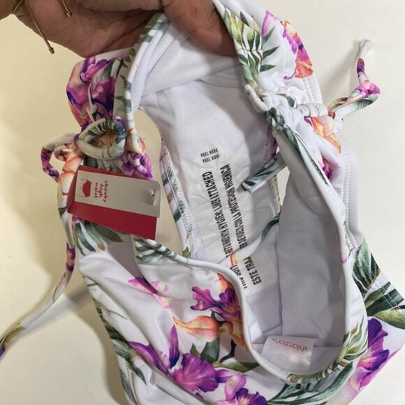 Xhilaration White Purple Floral Cheeky High Waist Bikini Bottom - Picture 6 of 9